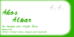 akos alpar business card